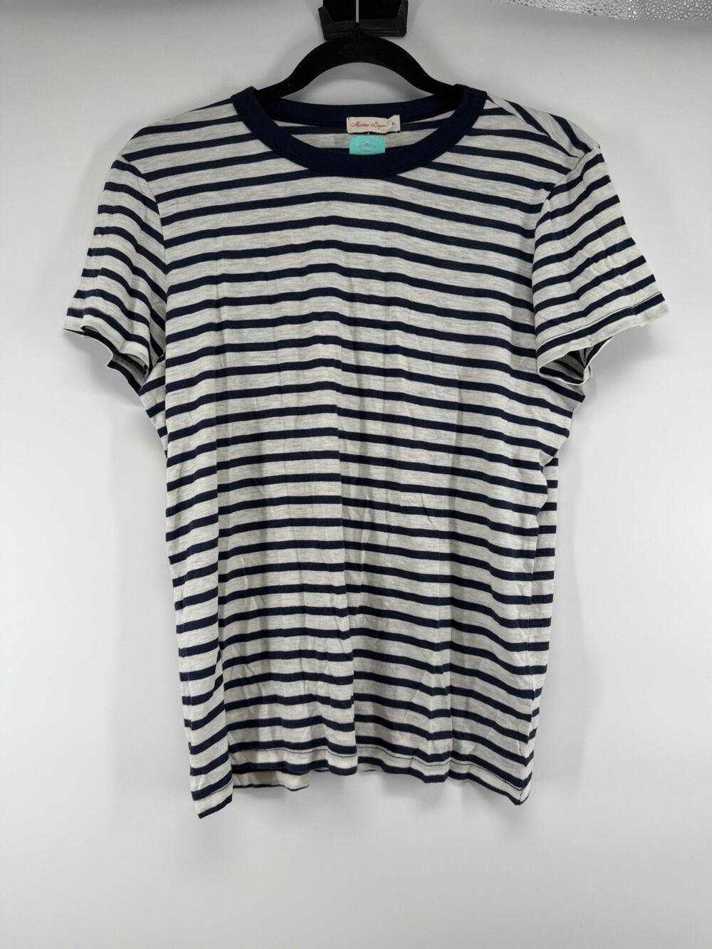 Marine Layer Perfect Crew Tee Blue And White Medium NWT